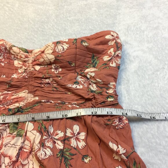 Band of Gypsies Strapless Jumpsuit Size L Womans Mauve Pink Floral Light Padded - Picture 6 of 13